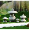 Envy Porcelain Stone Lantern: Small Chinese Pavilion Ornament for Desktop or Fish Tank Scenery.