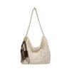 Cotton Rope Tote Bag With Hollow Splicing For Casual Day Use
