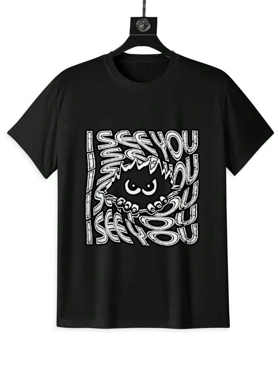 

Unisex s T-Shirt | I SEE YOU Artistic Lettering & Cartoon Eyes Graphic L