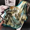 Guofeng Silk Scarf Landscape Ink Square Scarf 70Cm Simulated Silk Scarf Thousand Miles Of Rivers And Mountains Silk Scarf Women