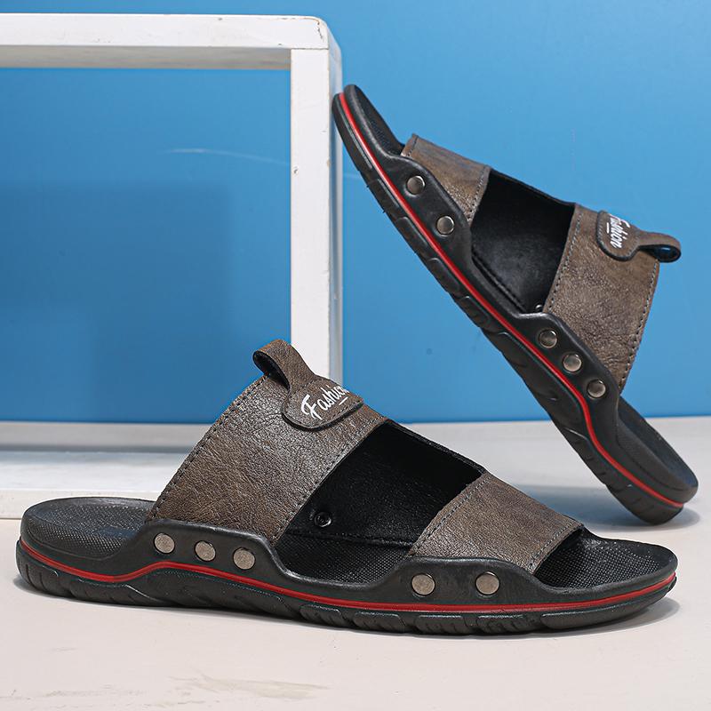 Fashion 2025Cow Leather Shoes Men Sandals Men Slippers Anti-slip Summer Slippers for Men Luxury Casual Summer Shoes Flats Slides Sandal