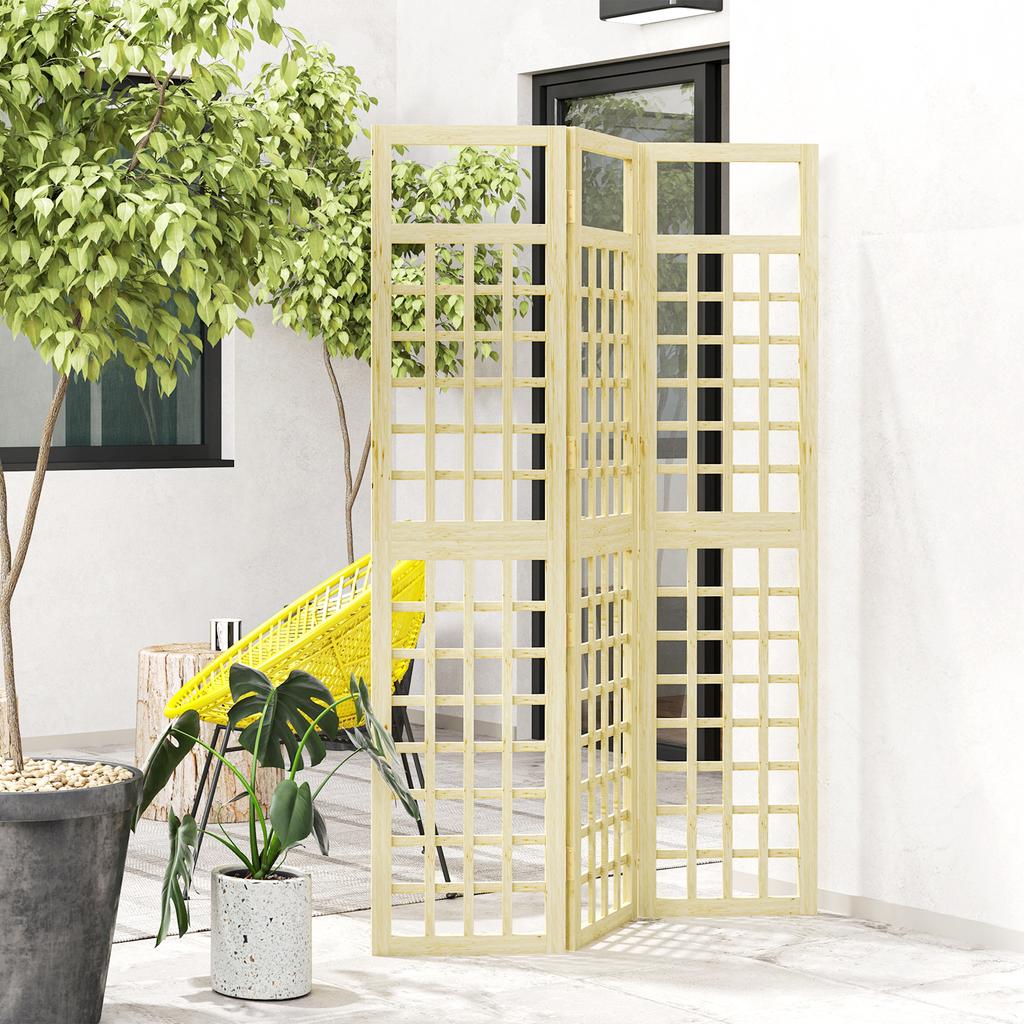 3-Panel Garden Privacy Screen, Freestanding Foldable Wooden Outdoor Divider/Trellis, Decorative Privacy Screen for Garden Patio, 120 X 170 Cm