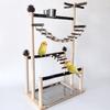 Sturdy Natural Wood Parrot Training Stand With Removable Tray Climbing Ladder Rotating Perch For Large Birds Exercise And Play