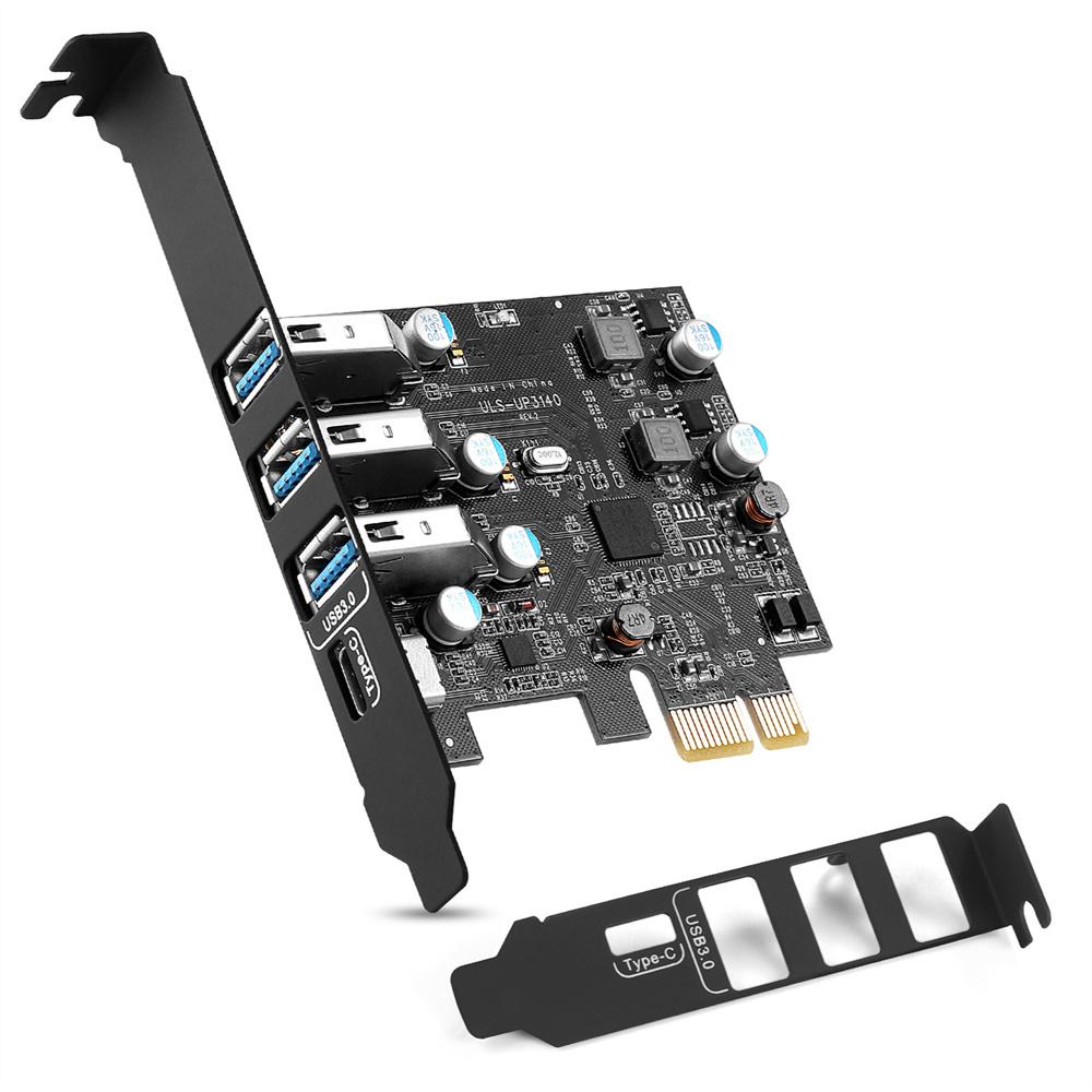 PCIe To USB 3.0 Expansion Card 5Gbps with 3 USB A and 1 Type C Ports For 2U Case