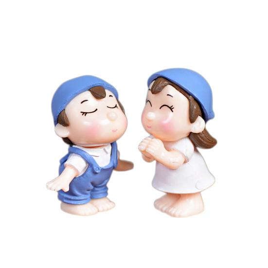 2Pcs Boy Girl Kids Couple Miniature Ornament Craft DIY Landscape Dollhouse Decor