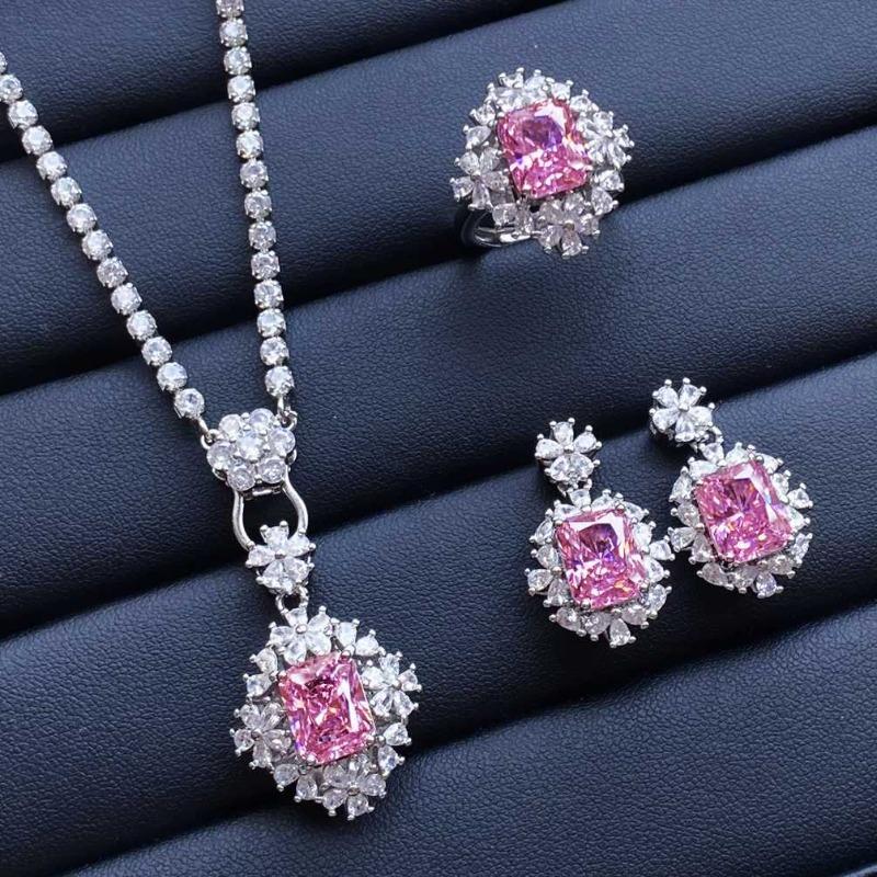 

SACE GEMS классический медный сплав циркон кольцо серьги кулон ожерелье ювелирные наборы подарки для свадебной вечеринки Open розовый