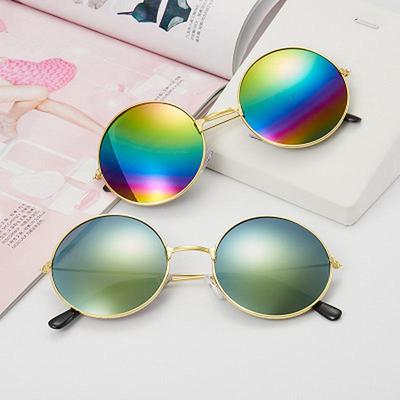 Retro Sunglasses Round Prince Sunglasses Men Women Frog Mirror Color Reflective Sunglasses