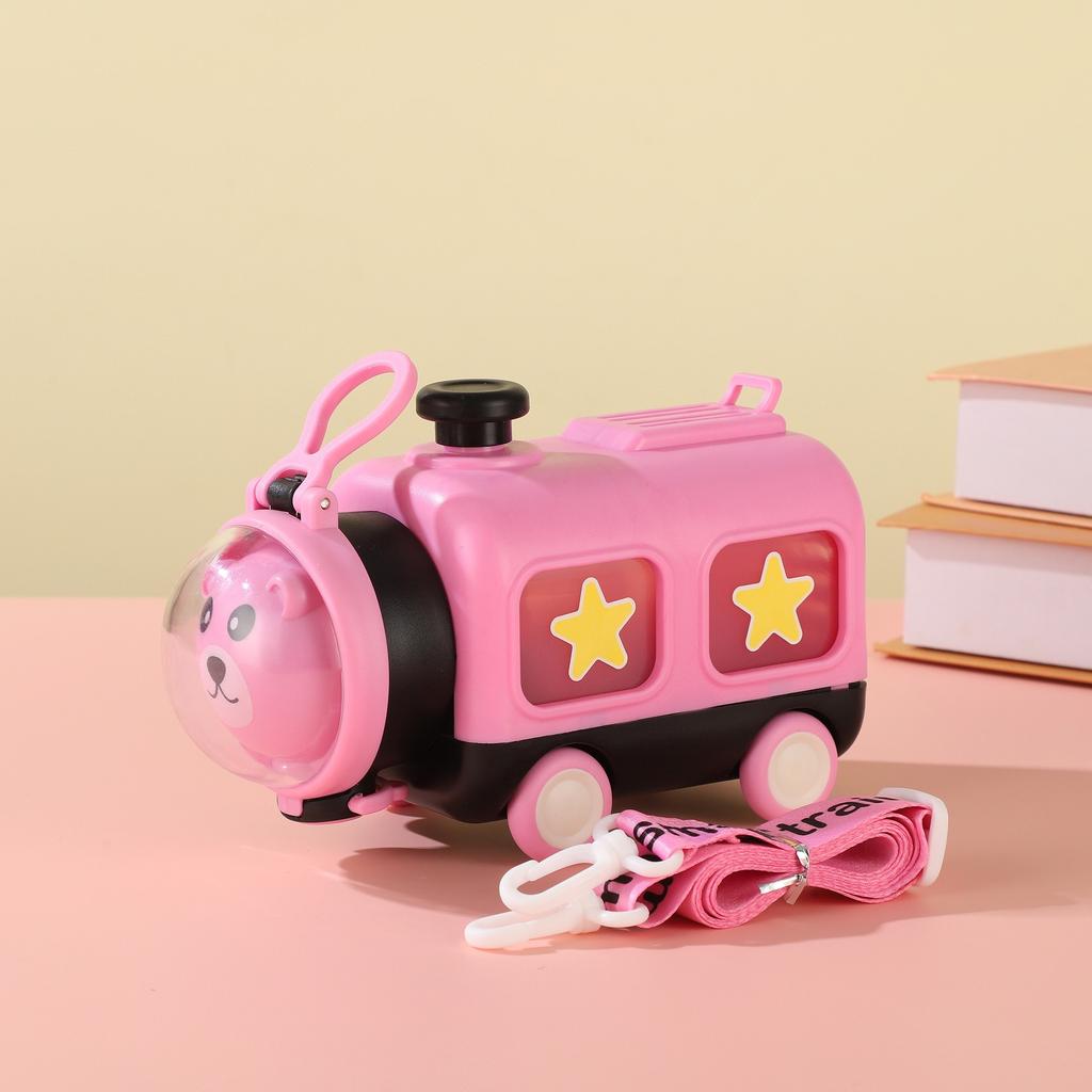 Water Bottle Baby Bus Straw Water Cup Children's Toy Cup School Plastic Cup Portable Bounce Cover Water Cup