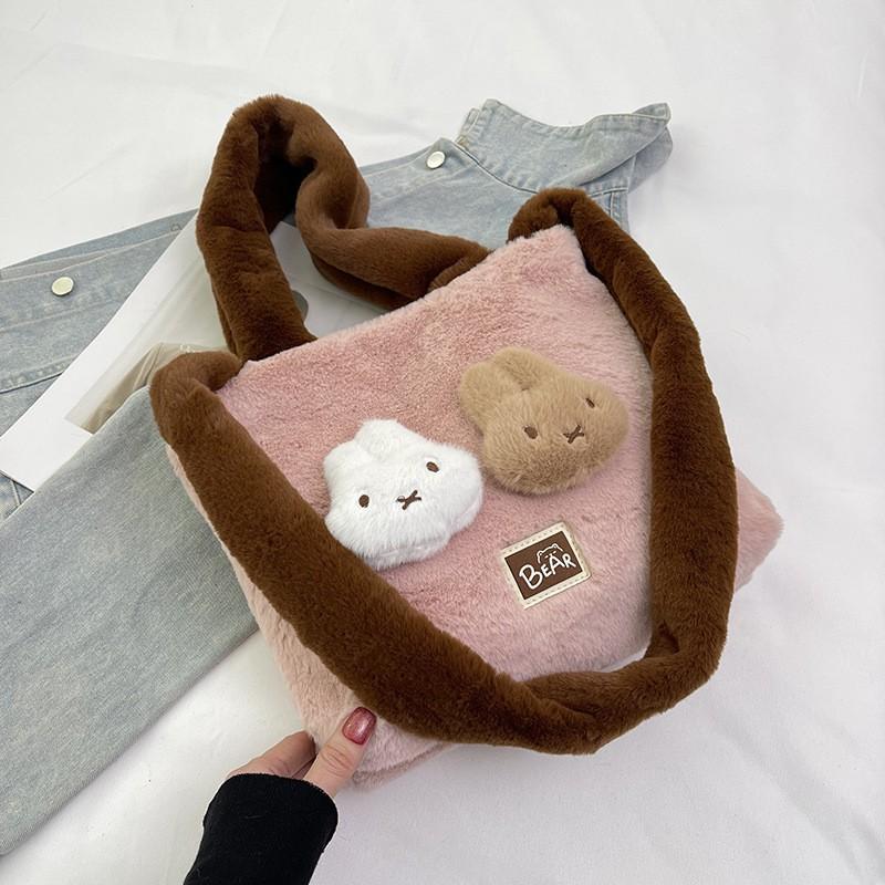 Large-capacity Plush Tote Bag Female Ins Cute Rabbit Armpit All-matching Girl One-shoulder Cross-body