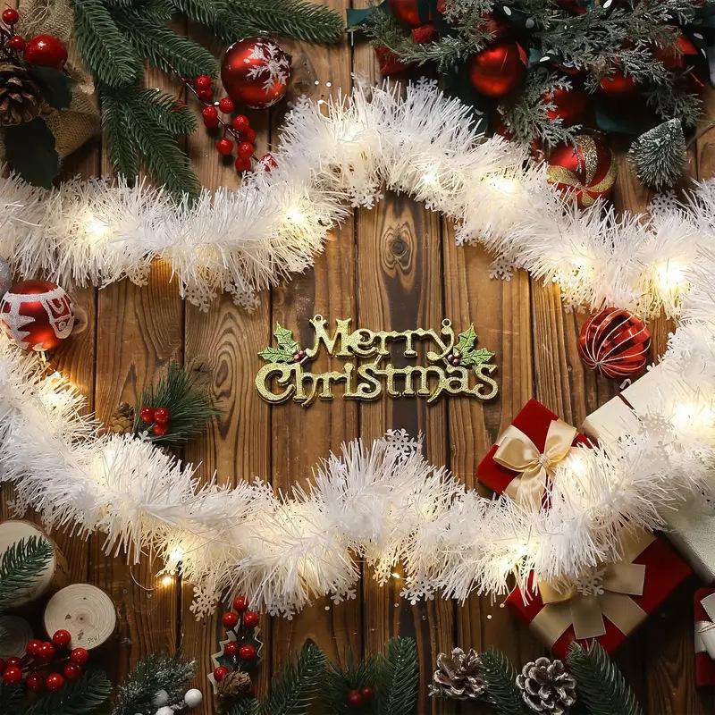 

1/3/5pcs LED Christmas White Snowflake Garland Decal Decoration Atmosphere Decoration Decal Christmas New Year, Holiday Decal 2m 1pc