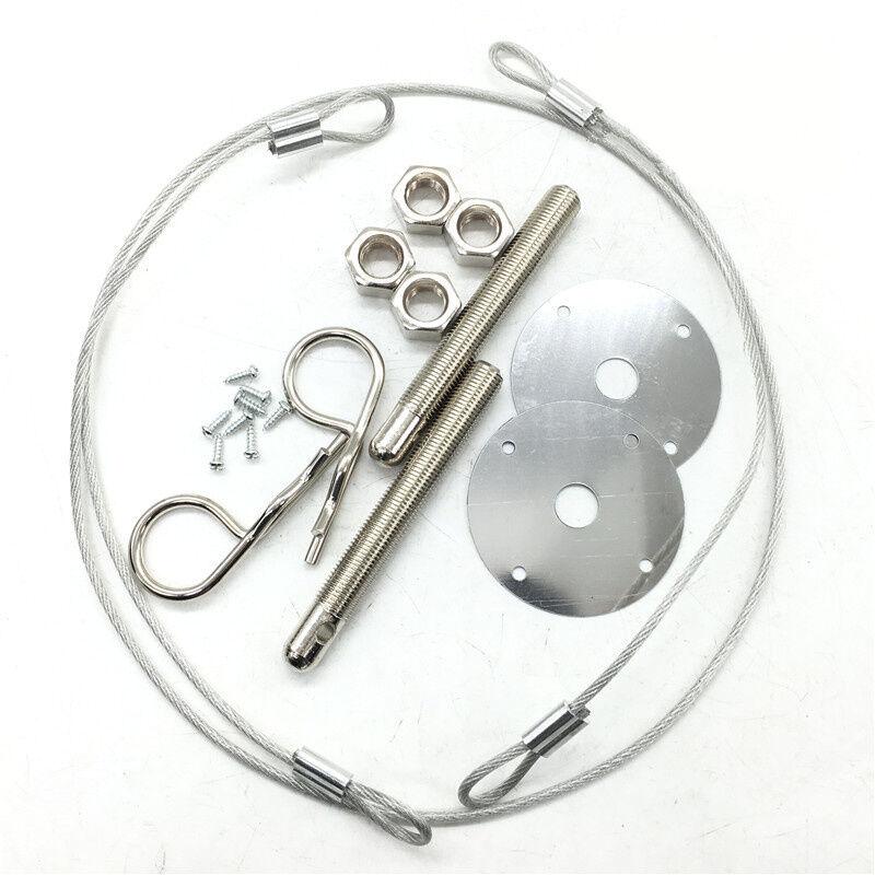 Muscle Car 3/16" Hair Pin Style Hood Pin Engine Lock Set w/ Lanyards 1/2" Studs