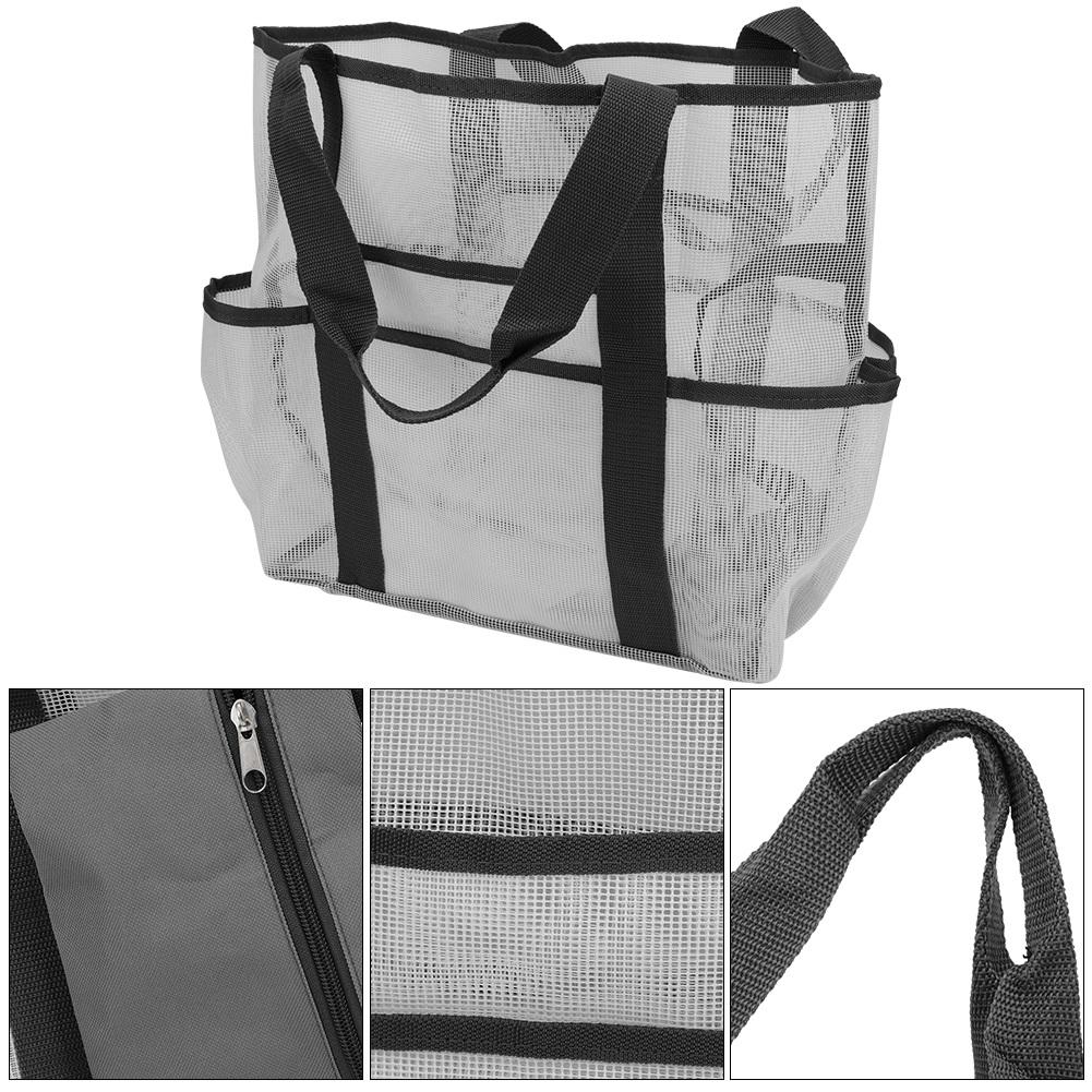 Tragbare Netztasche Make-up Waschen Baden Aufbewahrung Handtasche für Outdoor Reisen StrandWeiß
