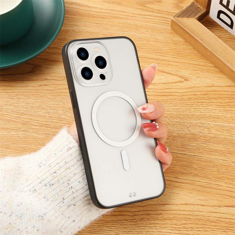 Applicable To IPhone14 Magnetic Suction Phone Case Two-in-one Apple 13promax Full-pack Transparent Hard Case