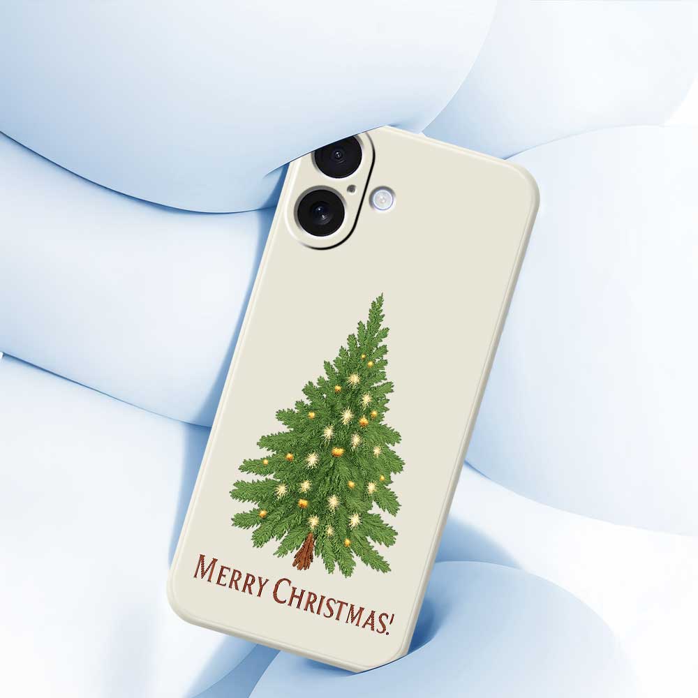 For iPhone 17 Case Christmas Tree Pattern Printing Straight Edge TPU Phone Back Cover