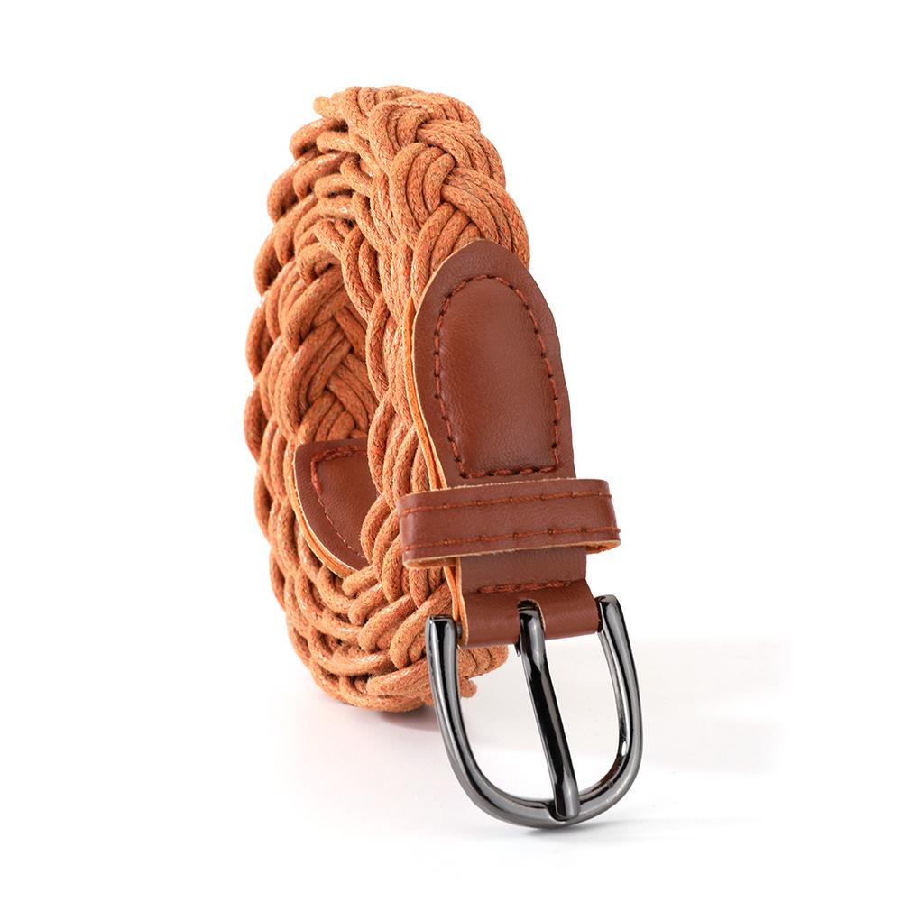 Women's Classic Retro Wax Cord Belt with Gun Black Buckle - Stylish, Thin Leather Belt for Pants & Skirts