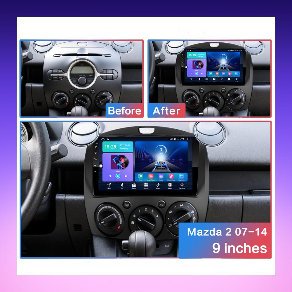 2 DIN Android Carplay Car Radio For Mazda 2 2007-2014 Multimedia Player Head Unit Stereo GPS Navigation BT WIFI 4+64GB