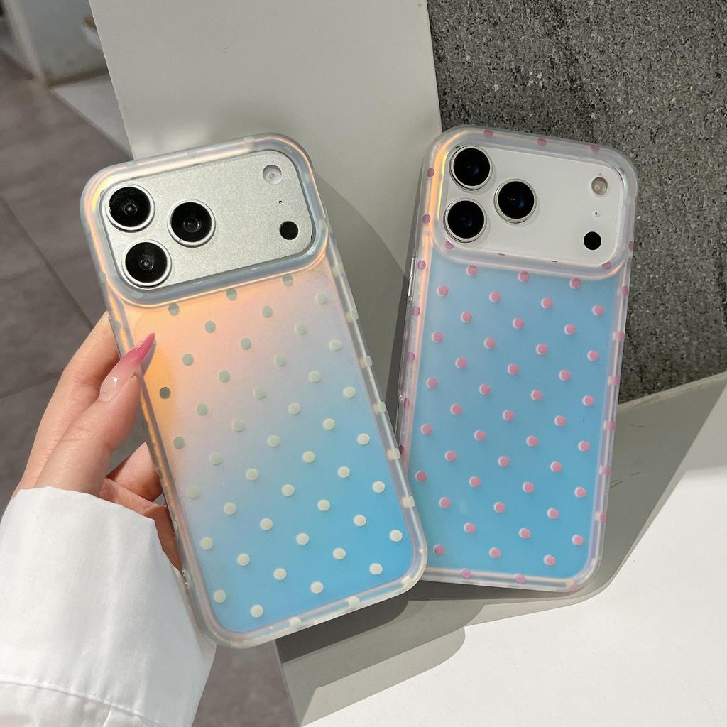 High-Value IMD Laser Polka Dot Case for iPhone 17 Pro Max/16/14/15 - Full Coverage Design