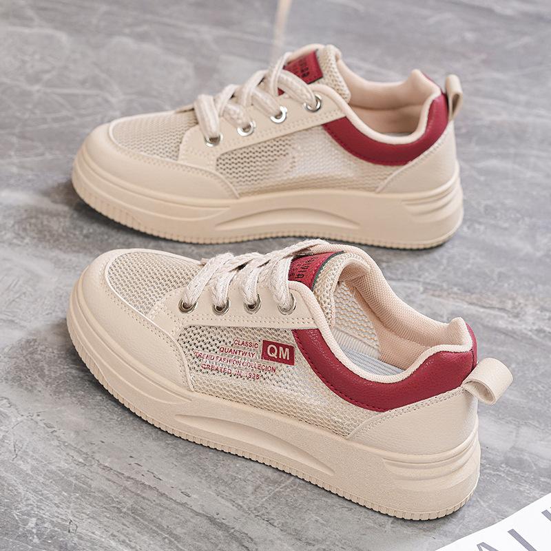 

Shoes Women s 2025 New Summer Single Mesh Little White Shoes Breathable Thin Flat Bottom Versatile Casual Mesh Sports Board Shoes 35 бордовый