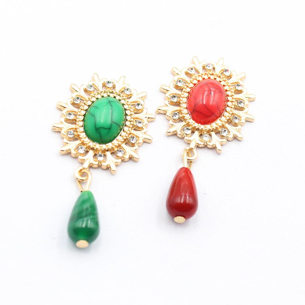 New 5 pieces of 25 * 50mm oval flat turquoise pendant DIY clothing, shoes, hats, forehead decoration pendant