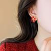 Silver Needle Drip Oil Diamond Fireworks Earrings - Retro Hong Kong Style, Versatile Studs with Light Luxury Niche Design for Women.