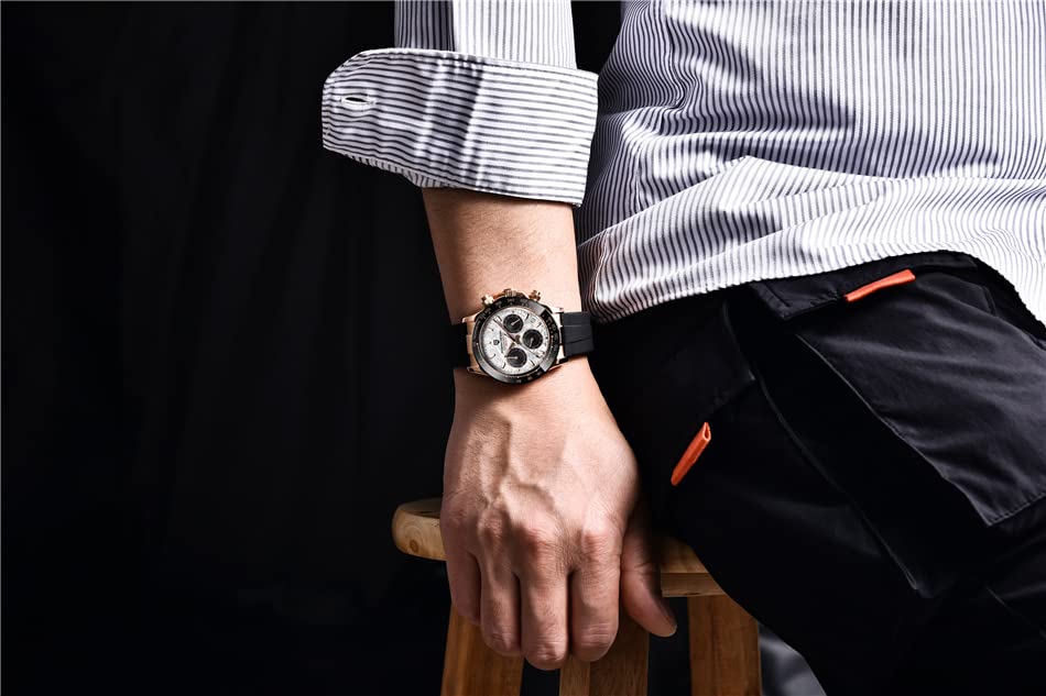 Pagani Design SEIKO Quartz Daytona with Ceramic Dress Stainless Steel Sapphire PAGANI DESIGN Men's Watch, Japanese-made Movement, Chronograph, Case,