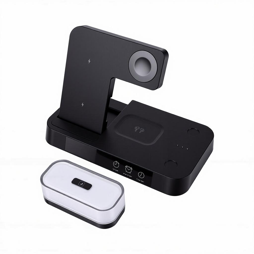 4 In 1 Charging Station Fit for MagSafe LED Display Magnetic Wireless Charger Stand with RGB Night Light for Phone
