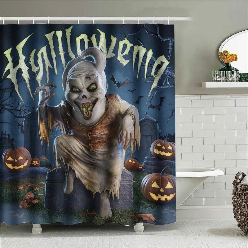 Tuniu Creepy Zombie Halloween Shower Curtain Horror Scary Graphic Art Spooky Decoration For Bathroom W60H190(CM)-1 Pcs
