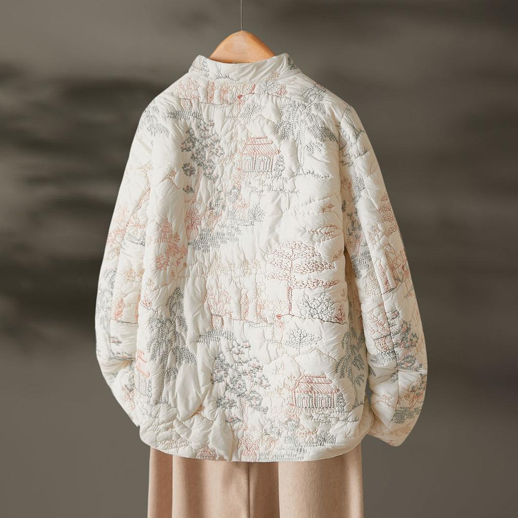 Dernière veste en coton brodée style chinois pour femmes Veste en coton brodée style jardin style industrie lourde