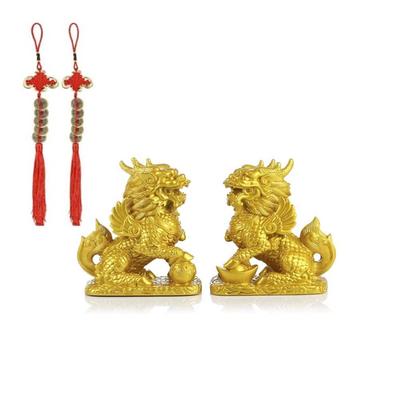 Kirin Pair of Five Emperor Resin Feng Shui Feng Shui Entrance Feng Shui Giraffe Interior Set of Increase Feng Luck Increase Good Money Feng Shui Lucky