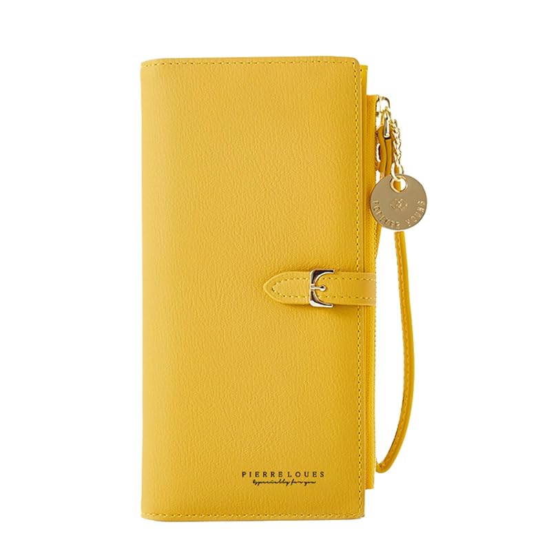 

[GDGZJJD] wallet ladies long wallet large capacity waterproof PU leather hand held wallet Button type simple design 2 fold coin purse wallet compact