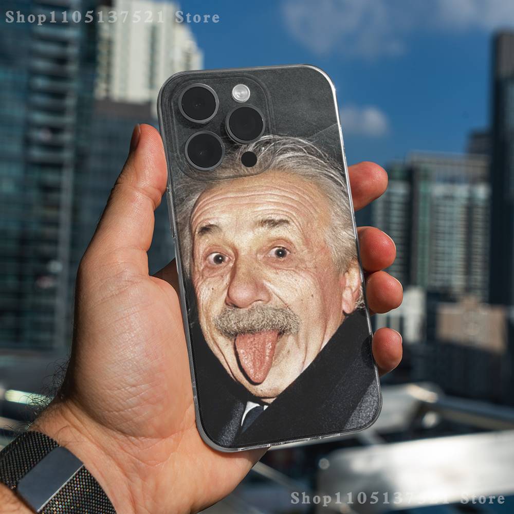 A-Albert E-Einstein Phone Case For iPhone 17,16,15,14,13,12,11 Pro,Max,Plus,X,XS,XR,SE4,E Mini Transparent Soft Cover