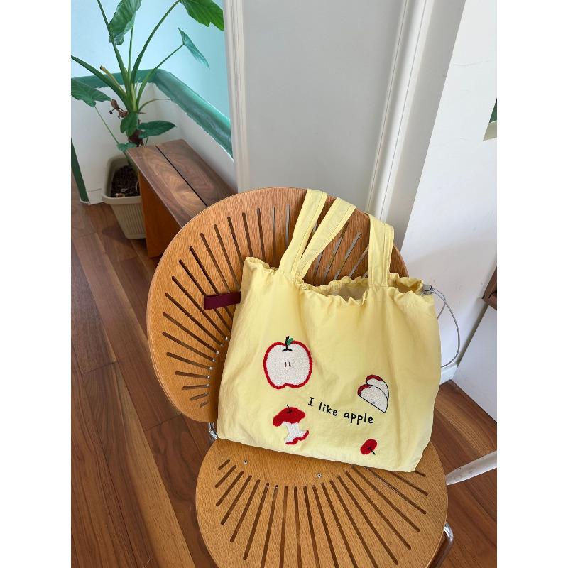 Letter Print Drawstring Tote Bag, Large Capacity Casual Shoulder Bag for Women