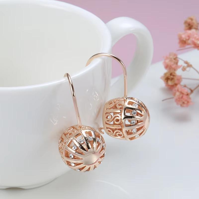 Fashion Golden Ball Drop Earrings For Women White Zircon High Quality Daily Jewelry