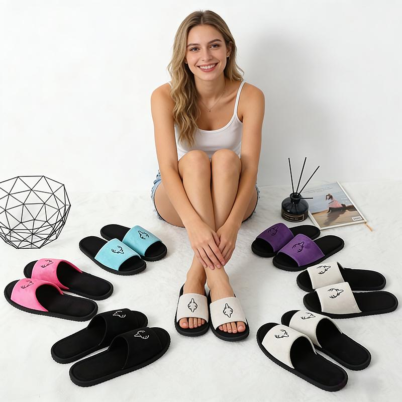 1Pair Open Toed Slippers Elasticity Breathable Daily Indoor Balcony Lightweight Anti Slip Soft Comfortable Deer Pattern Foam
