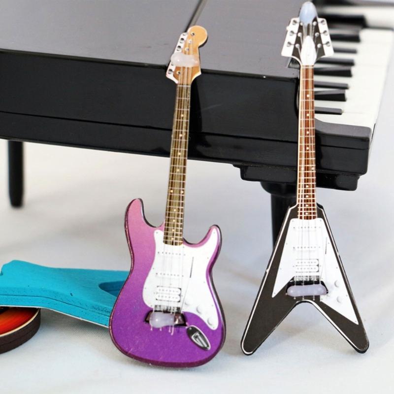 1:12 Dollhouse Miniature Instrument Guitar Model Decorative Ornament Crafts Household for Children Girls Boys Wedding