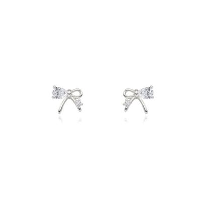 Eenie Beenie Silver Rosy Ribbon Earrings