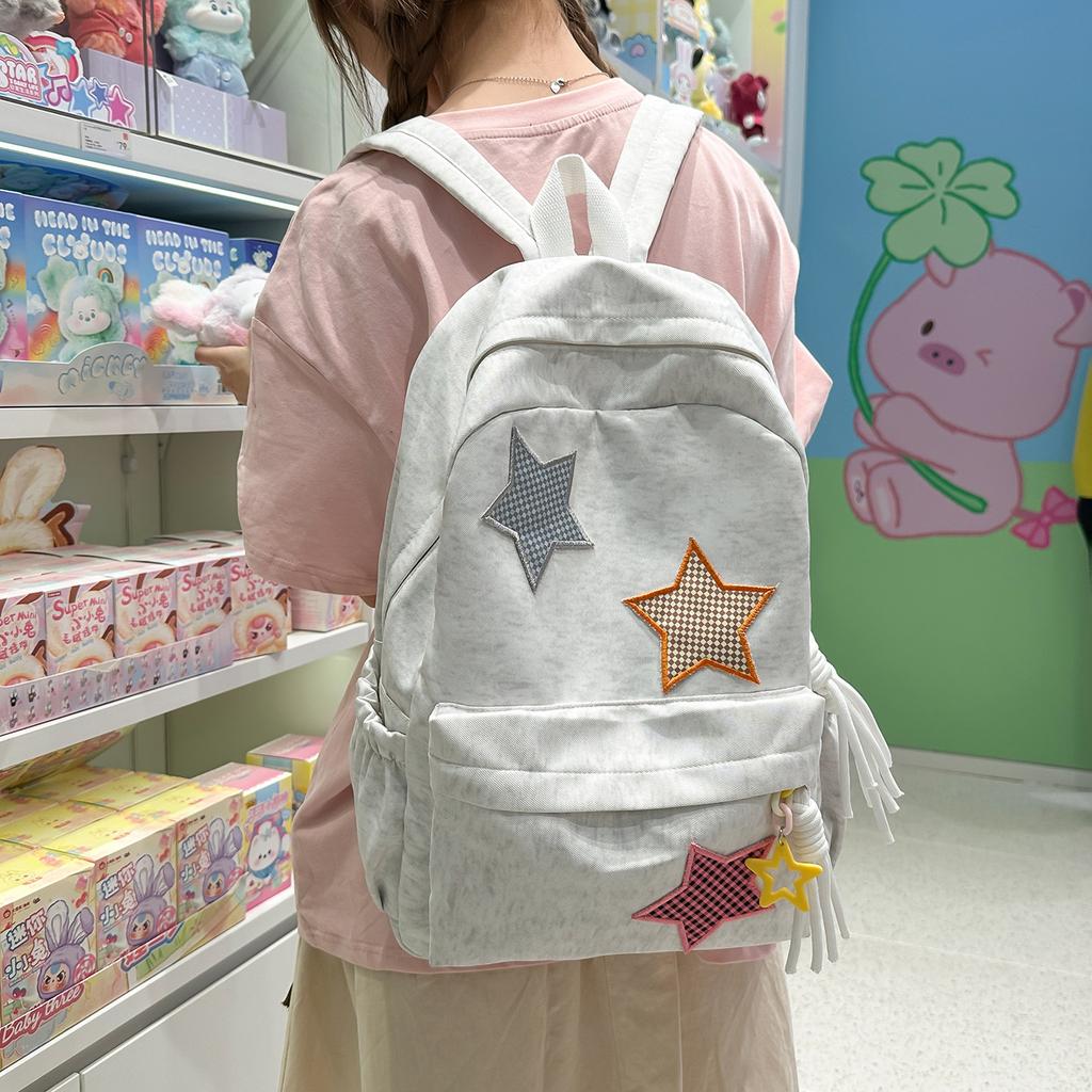 Schoolbag1011 New Star Backpack Female Korean Version Ins Style Simple Casual Student Schoolbag Large Capacity Travel Backpack