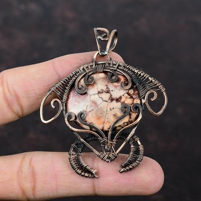 Birds Eye Jasper Pendant Copper Wire Wrapped Pendant Copper Jewelry Handmade Pendant Wire Wrapped Gemstone Jewelry Tortoise Pendant For Gift