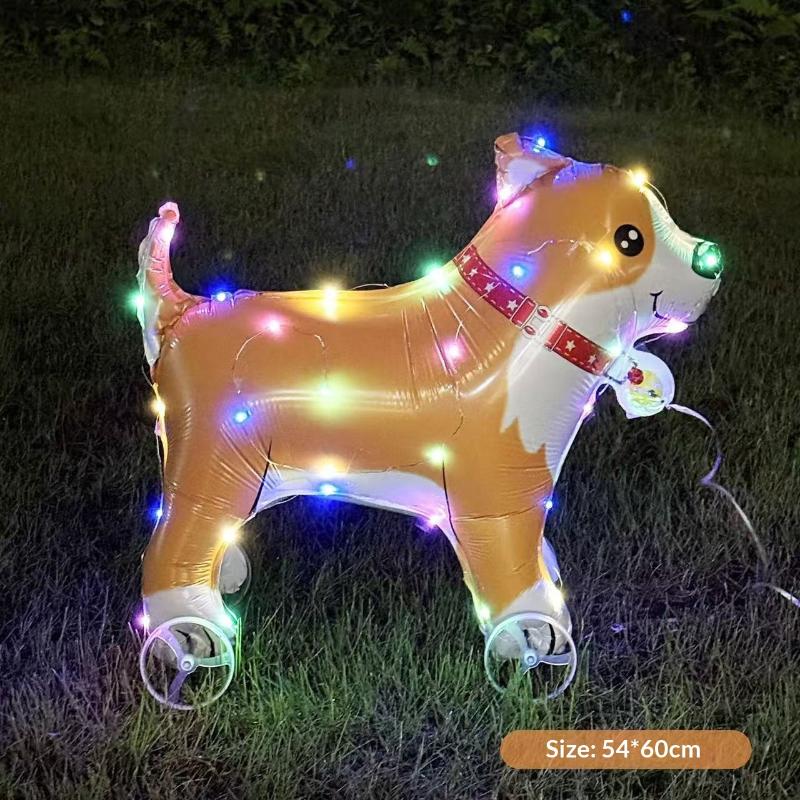 HUAHUAElephant Inspired Standing 4D Glow Foil Balloons with Wheels for Child's Birthday and Baby Shower DecorationsHUAHUA