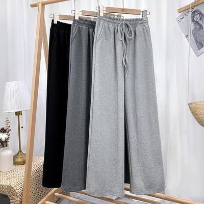 Drawstring High-Waist Korean Wide-Leg Pants - Women's Casual Loose Fit for Spring & Autumn