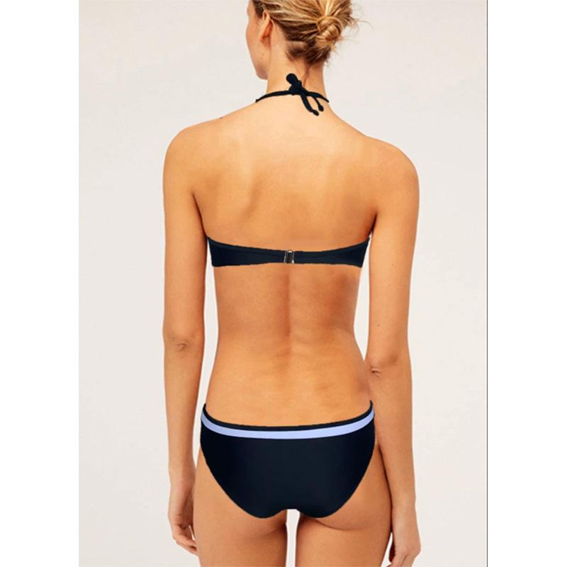 Evropský a americký styl ohlávkový bez zad jednobarevné bikiny - Sexy dámské dvoudílné plavky