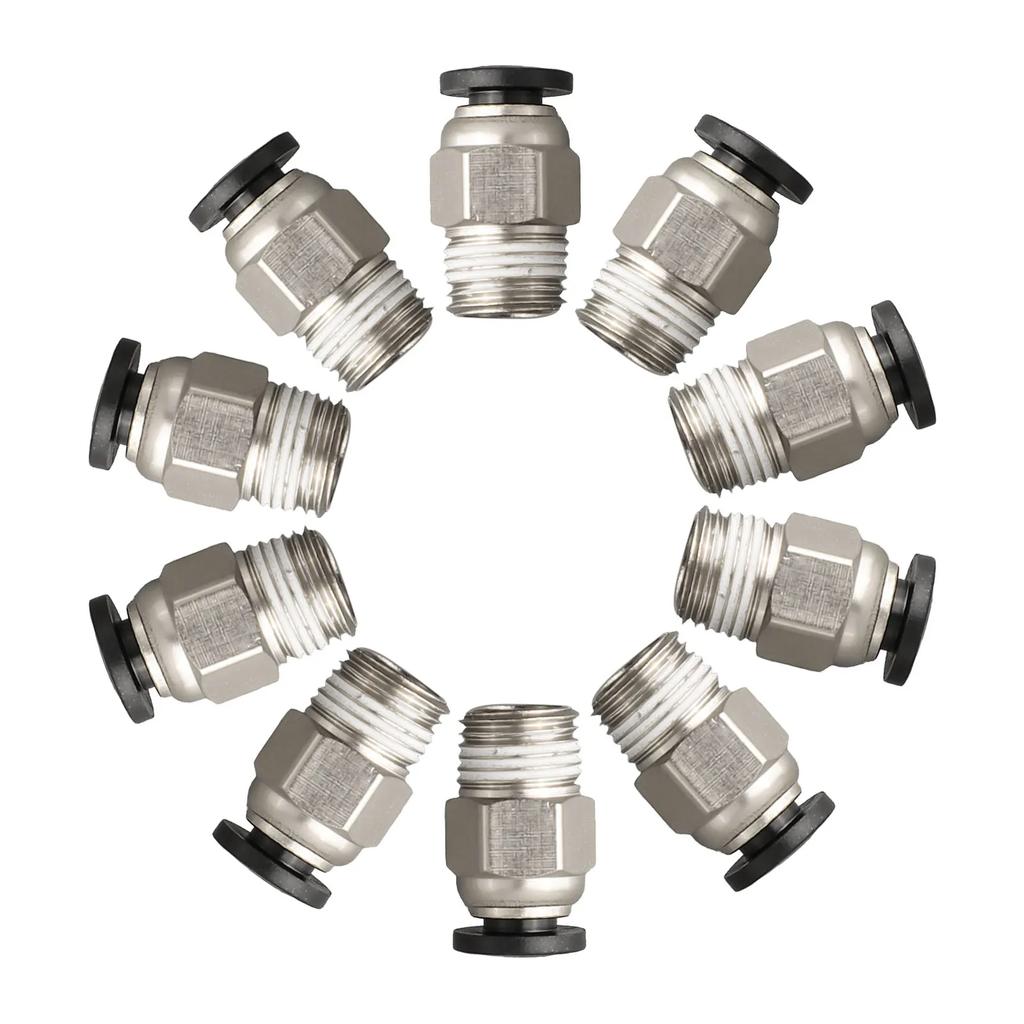 PC4M10 Male Straight Pneumatic Quick Fitting Connector for PTFE Tube with Stainless Steel Thread Suitable for Extruder Assembly