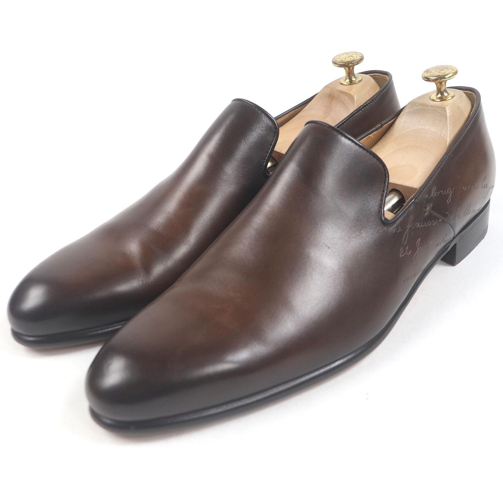 

BERLUTI loafers Cursive Galle Calligraphy script Brown leather mens 10 Used