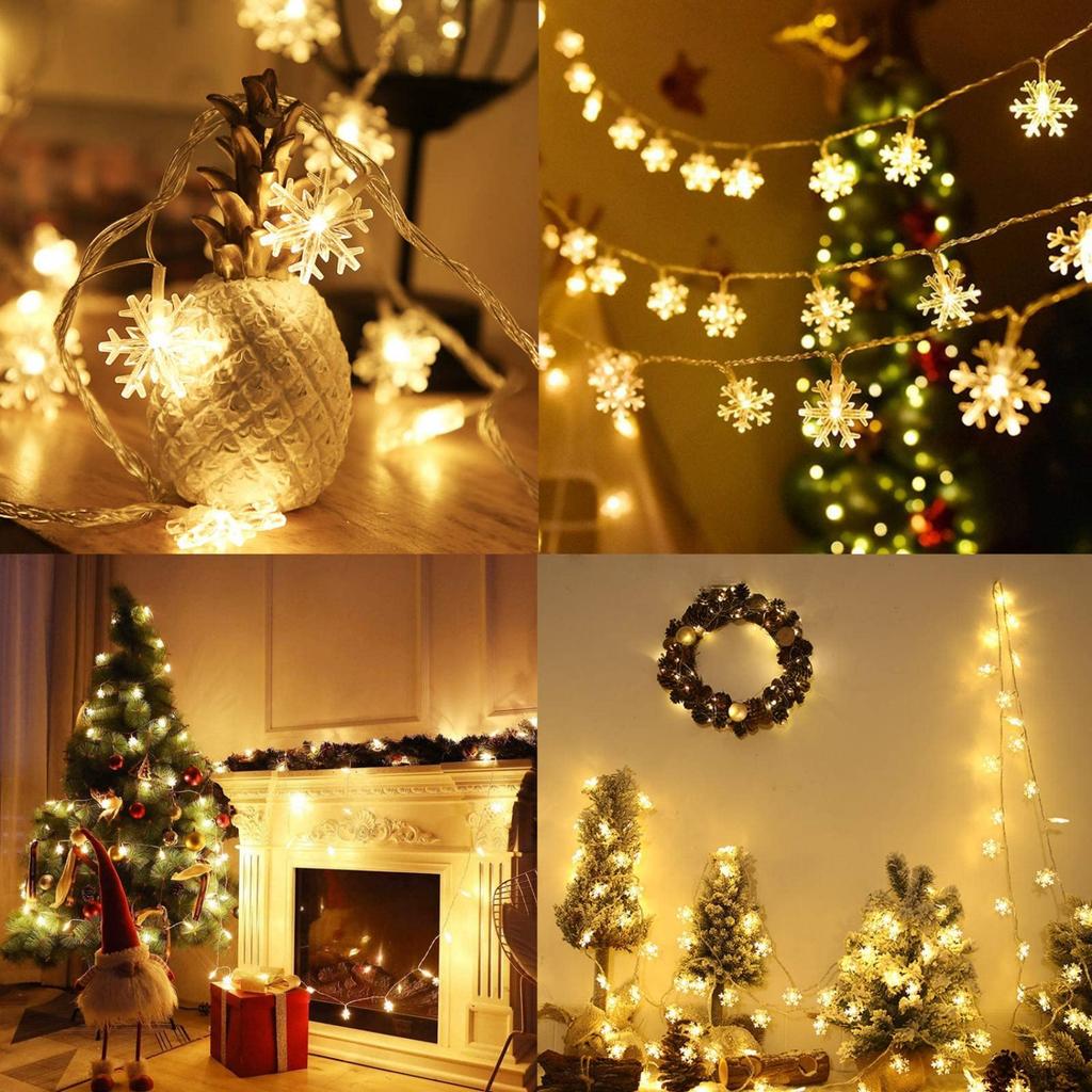 20ft 4040 LED lights,Indoor LED Star Snowflake Christmas Lights Fairy String EID Decorations for Home Holiday Lighting Ornaments