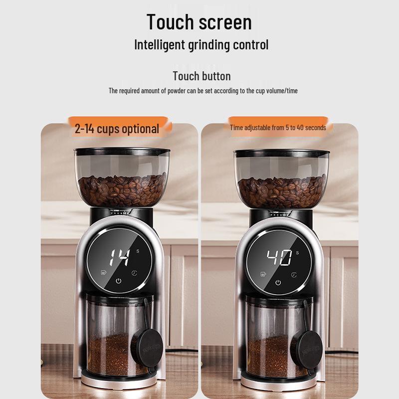 Adjustable Electric Coffee Grinder with Steel Core & Timer for Italian Coffee