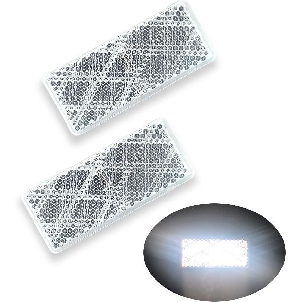 E-Mark DOT 4A CCC 2pcs Rectangle Reflector Self Adhesive Stick on Trailer Driveway Mailbox (Amber)
