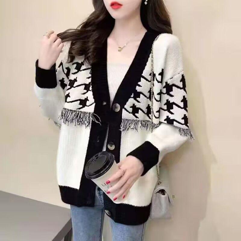 Koreanischer Pullover Cardigan Mantel Damen Frühling 2023 Neu Locker Vielseitige Oberbekleidung Quaste Lässiger Strickcardigan Pullover Damen Tops