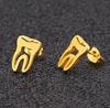 Minimalist Stainless Steel Dentist Tooth Stud Earring Women Men Cute Cross Earings Leaf Swallow Earing Party Accessories