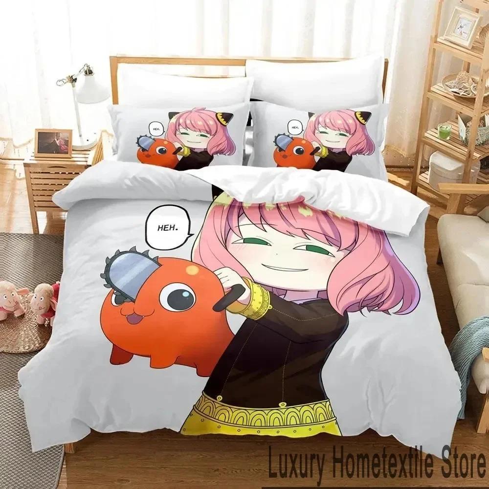 Anime Pochita Chainsaw Man Bedding Set Boys Girls Twin Queen King Size Duvet Cover Pillowcase Bed Boys Adult Home Textileextile