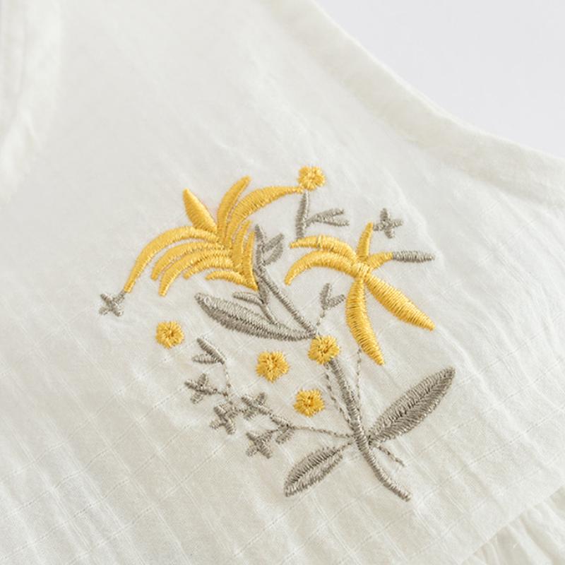 YUBAOBEI Set de vară pentru fetițe Broderie cu flori Bumbac In Respirabil 2 buc Haine Vestă Pantaloni scurți Costum